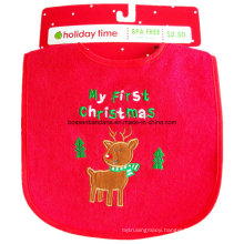 OEM Produce Customized Chistmas Embroidered Cotton Customized Festival Promotional Infant Bibs